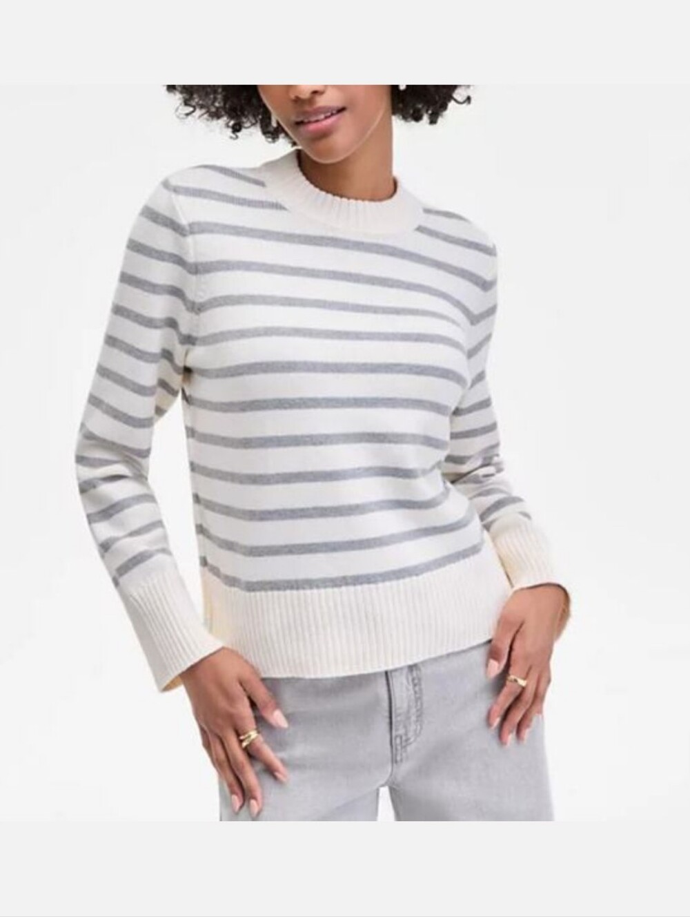 On 34th Striped Crew Neck Sweater